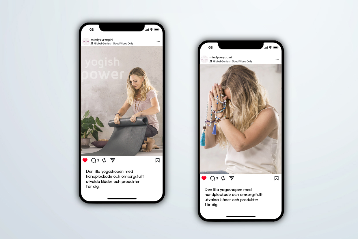 Sociala medier och digitalt bildmanér Instagraminlägg för Mind Your Yogini med fotografering och visuellt uttryck utvecklat av Pia K.